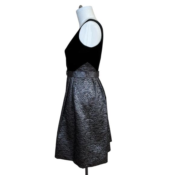 Rickie Freeman for TERI JON Velvet Black and Silver Midi Dress Women's Sz 8 - Picture 4 of 16